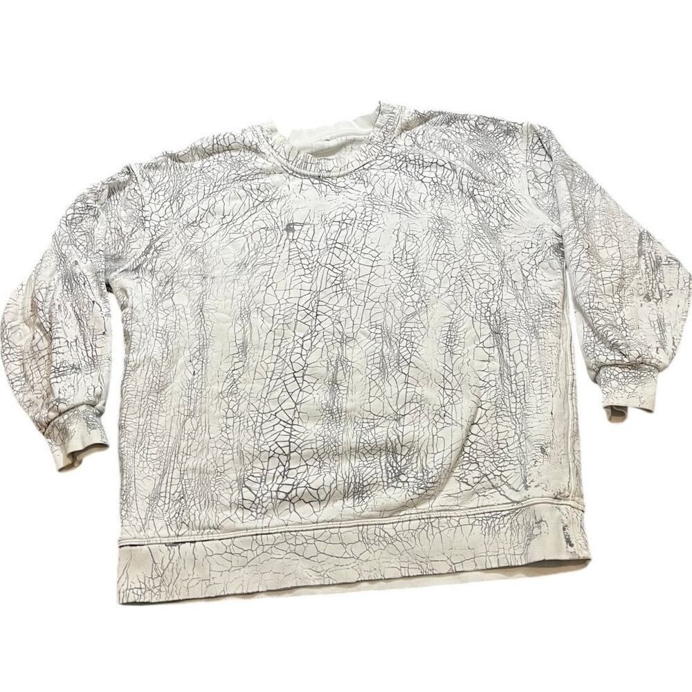 Lululemon Sweatshirt Womens White Black Crackle Print Oversized Pullover